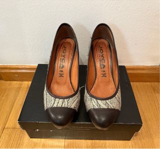 Zapatos tacón Joyca en piel marron 