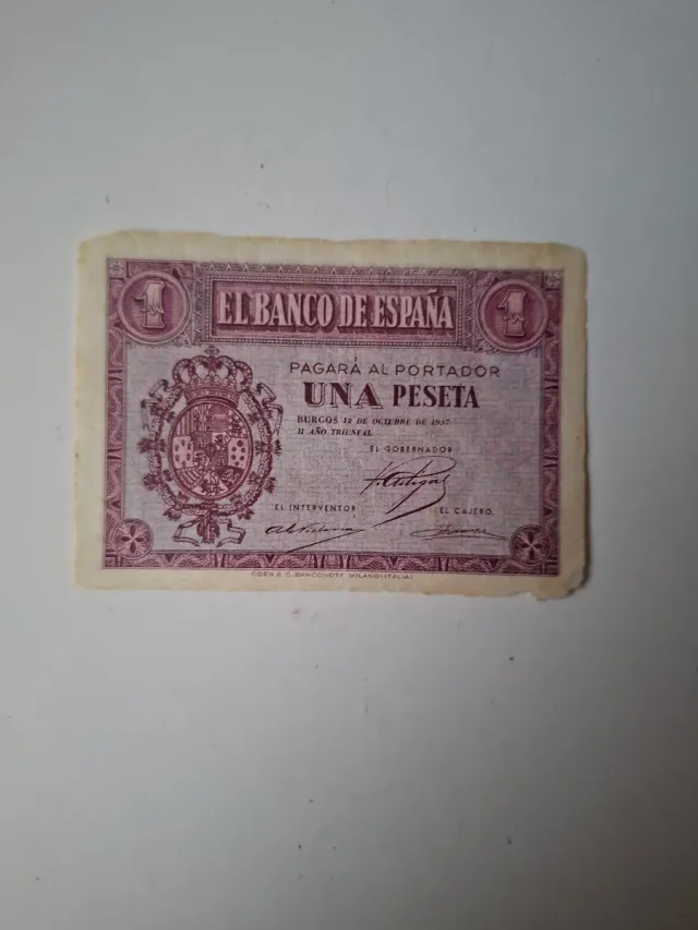 1 Peseta del 1937. Scudo.