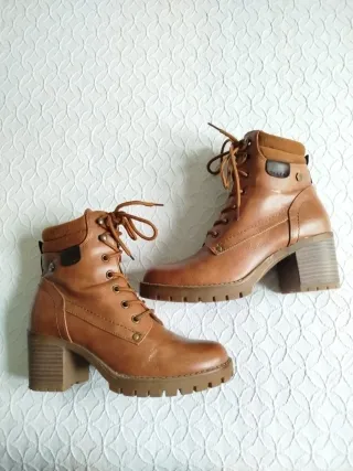 Botines Deity White Marrones Tacon