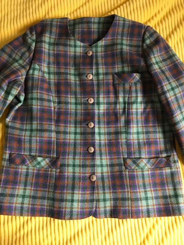 Chaqueta cuadros lana mujer