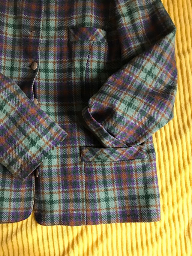 Chaqueta cuadros lana mujer