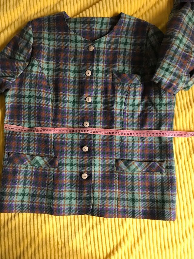 Chaqueta cuadros lana mujer