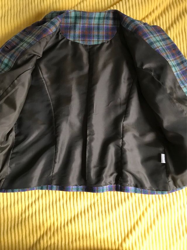 Chaqueta cuadros lana mujer