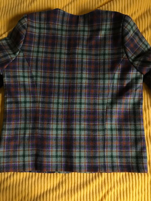 Chaqueta cuadros lana mujer