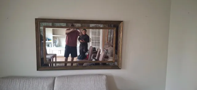 Espejo de pared dorado y plateado