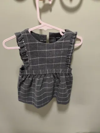 Vestido Kiabi cuadros gris3 meses ,56 a 62 cm