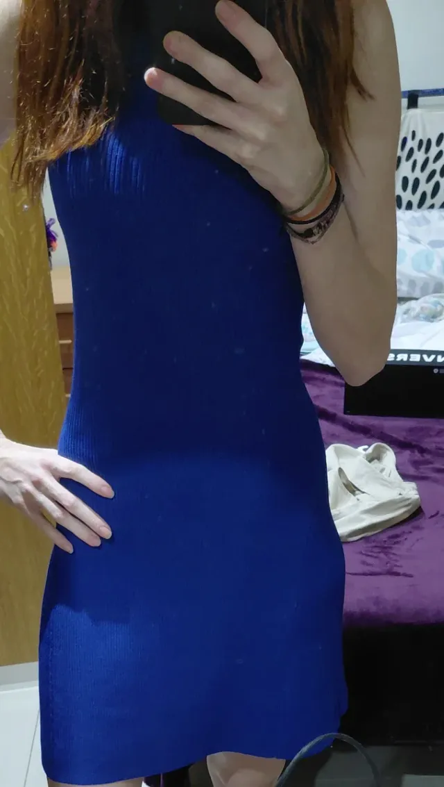Vestido azul eléctrico de Mango sin mangas