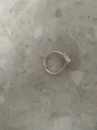 Anillo Plata Ajustable Diseño Rosa