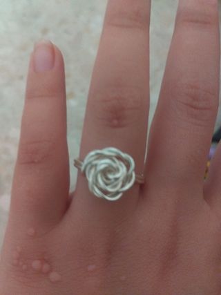 Anillo Plata Ajustable Diseño Rosa