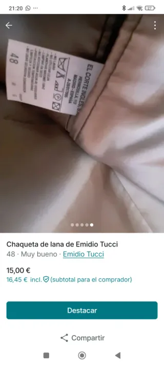 Chaqueta Emidio Tucci Lana Cuadros Marrón Gris
