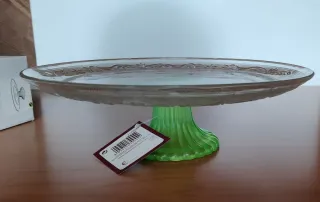 Porta torta in vetro verde