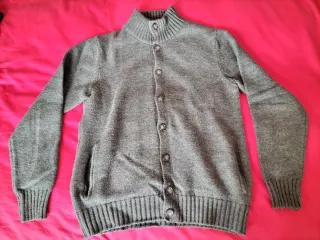 Cardigan lana merino grigio antracite taglia S 48