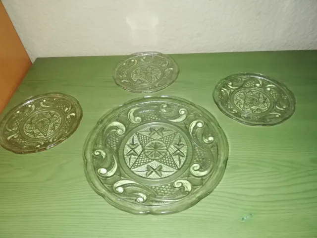 Juego 4 platos cristal tallado Vintage