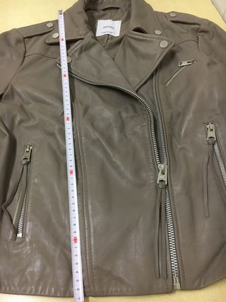 Cazadora Mango Piel Talla M Marrón Caqui