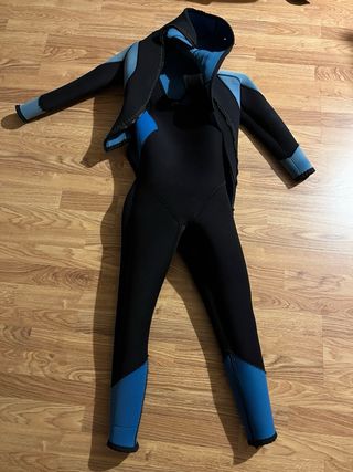 Traje neopreno buceo mujer azul y negro
