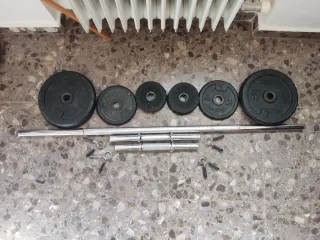 Barra, Mancuernas y Discos de Pesos