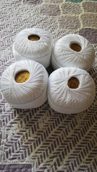 6 Ovillos Algodón Egipcio Faraón Nº8 Blanco