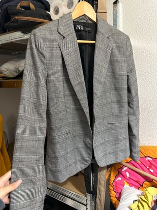 Blazer Zara Gris Cuadros