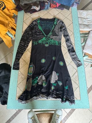 Vestito Desigual nero e verde taglia S