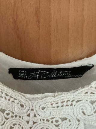 Vestido Zara encaje color hueso talla L