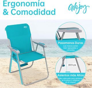 Juego 2 hamacas playa plegables con respaldo 136kg