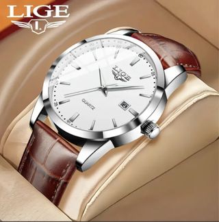 Orologio al quarzo bianco marrone da uomo LIGE