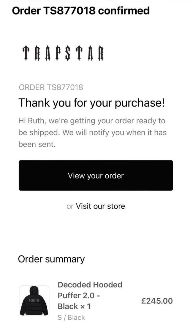 Abrigo Trapstar Negro Original Impecable