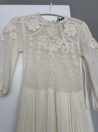 Vestido Zara bordado crochet crep talla S