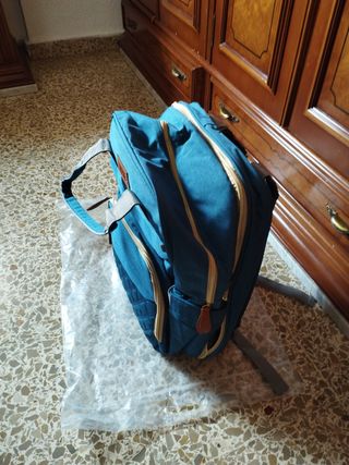 Mochila cambiador bebé azul