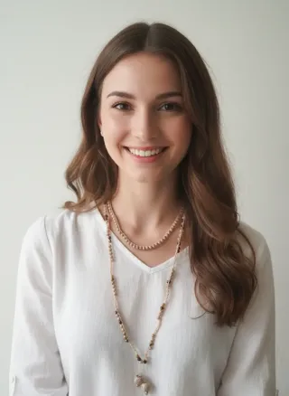 Collar largo beige y marrón