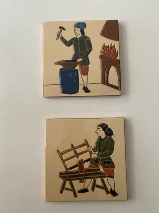 Lote 2 azulejos decorativos antiguos