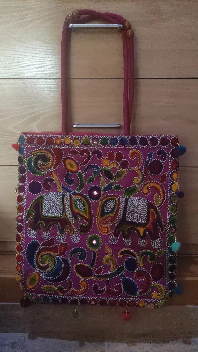 Bolso étnico bordado elefantes sin marca