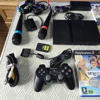 Consola PS2 Slim + 4 Juegos Singstar funcionando