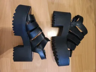 Sandalias Plataforma Negras Talla 38