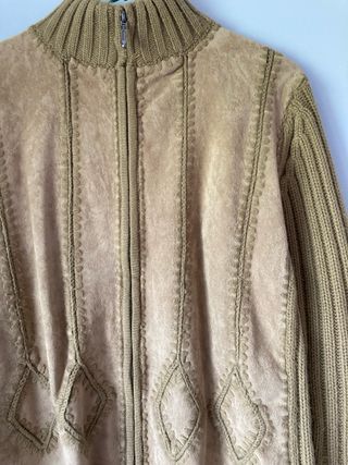 Chaqueta ante y punto marrón