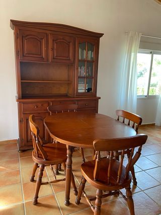 Mesa redonda madera + 4 sillas