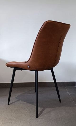 Pack 4 Sillas Piel Sintética Marrón Patas Metal