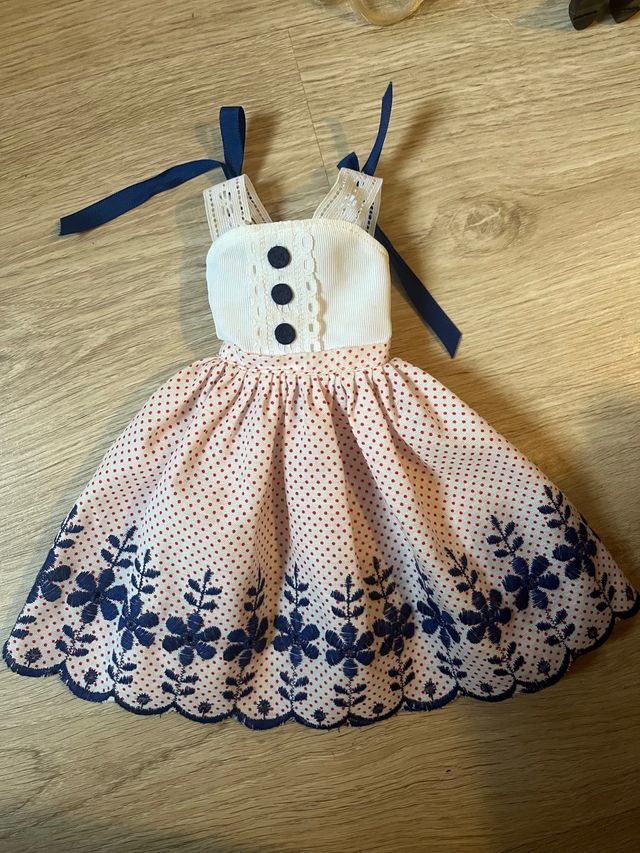 Vestido Nancy lunares flores raro años 80 en azul