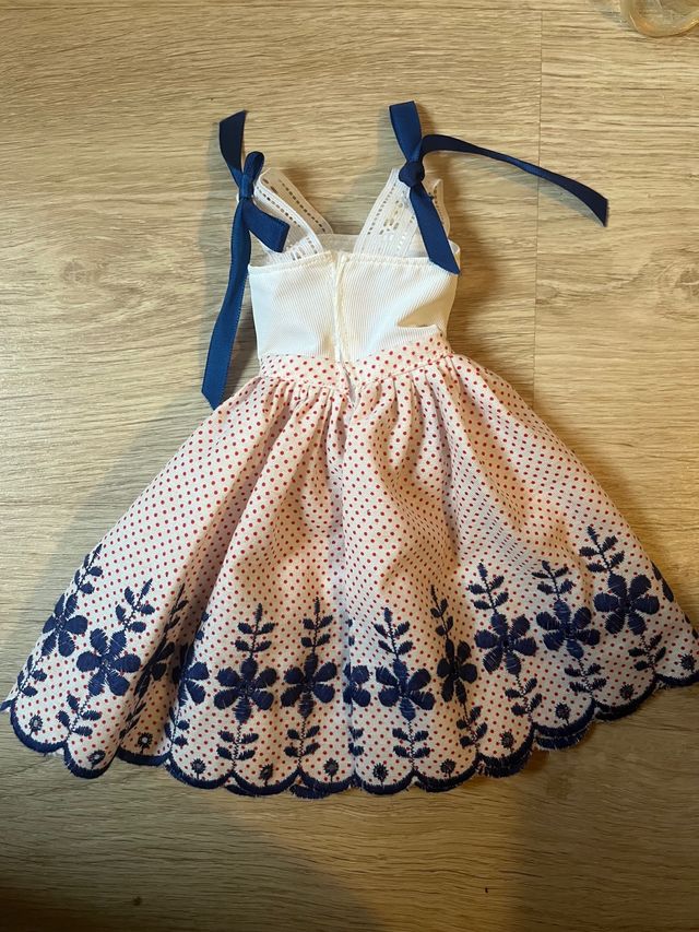 Vestido Nancy lunares flores raro años 80 en azul