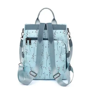 Mochila floral azul y blanca