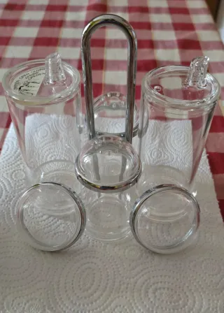 Set Olio/Aceto Vetro e Metallo. Nuovo. Mai usato.