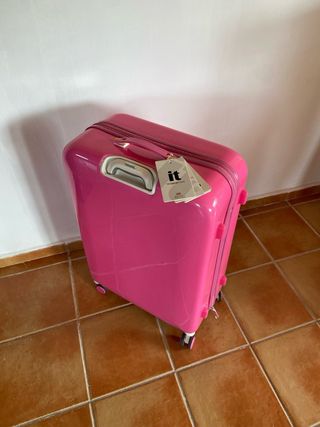Maleta grande rígida fucsia con ruedas