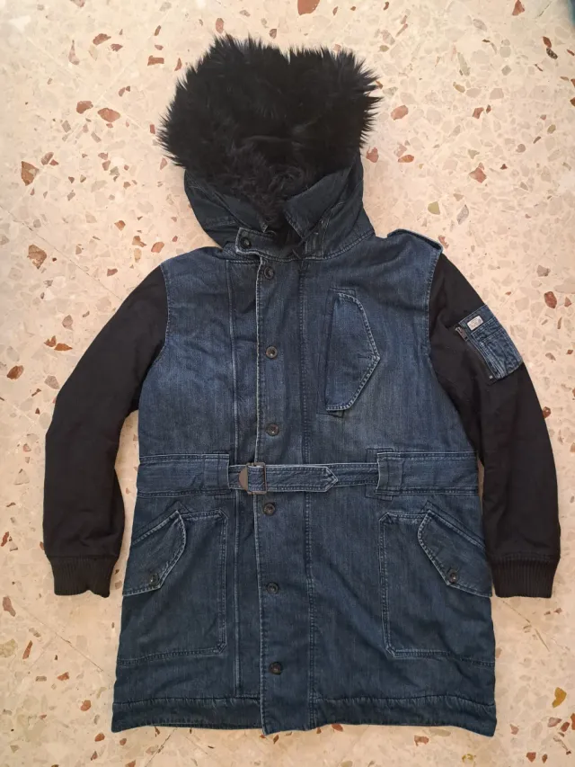 Parka Diesel Cotone Blu e Nero XXL