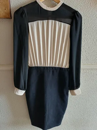 Vestido Zara Talla XS Negro y Beige