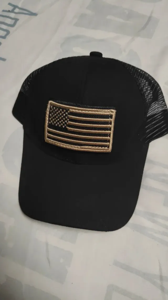 Berretto tattico nero con bandiera USA