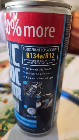 Gas A/C Coche R134a + Manguera y Manómetro