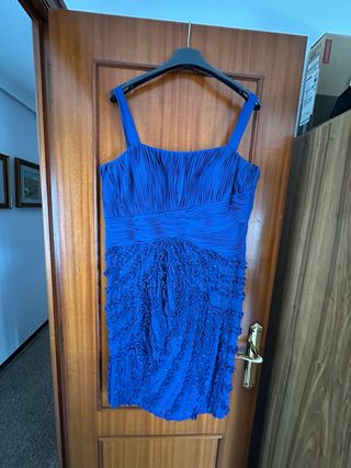 Vestido de fiesta azul klein con bolero