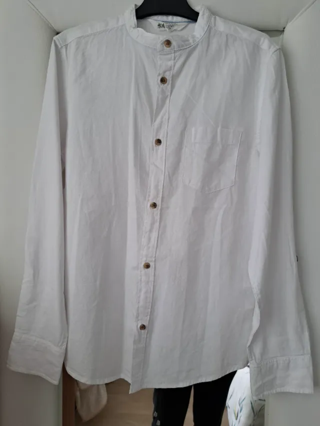 Camisa niño cuello mao blanca