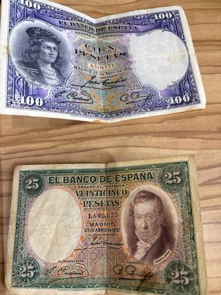 6 Billetes Pesetas El Banco de España