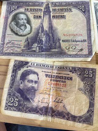 6 Billetes Pesetas El Banco de España